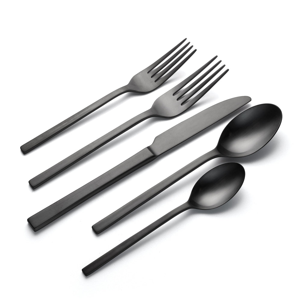 Allay Black Champagne 40 Piece Flatware Set