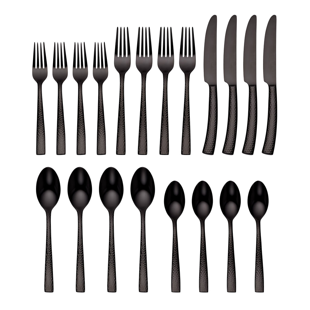 Paris Hammered Gunmetal Titanium 20 Piece Flatware Set