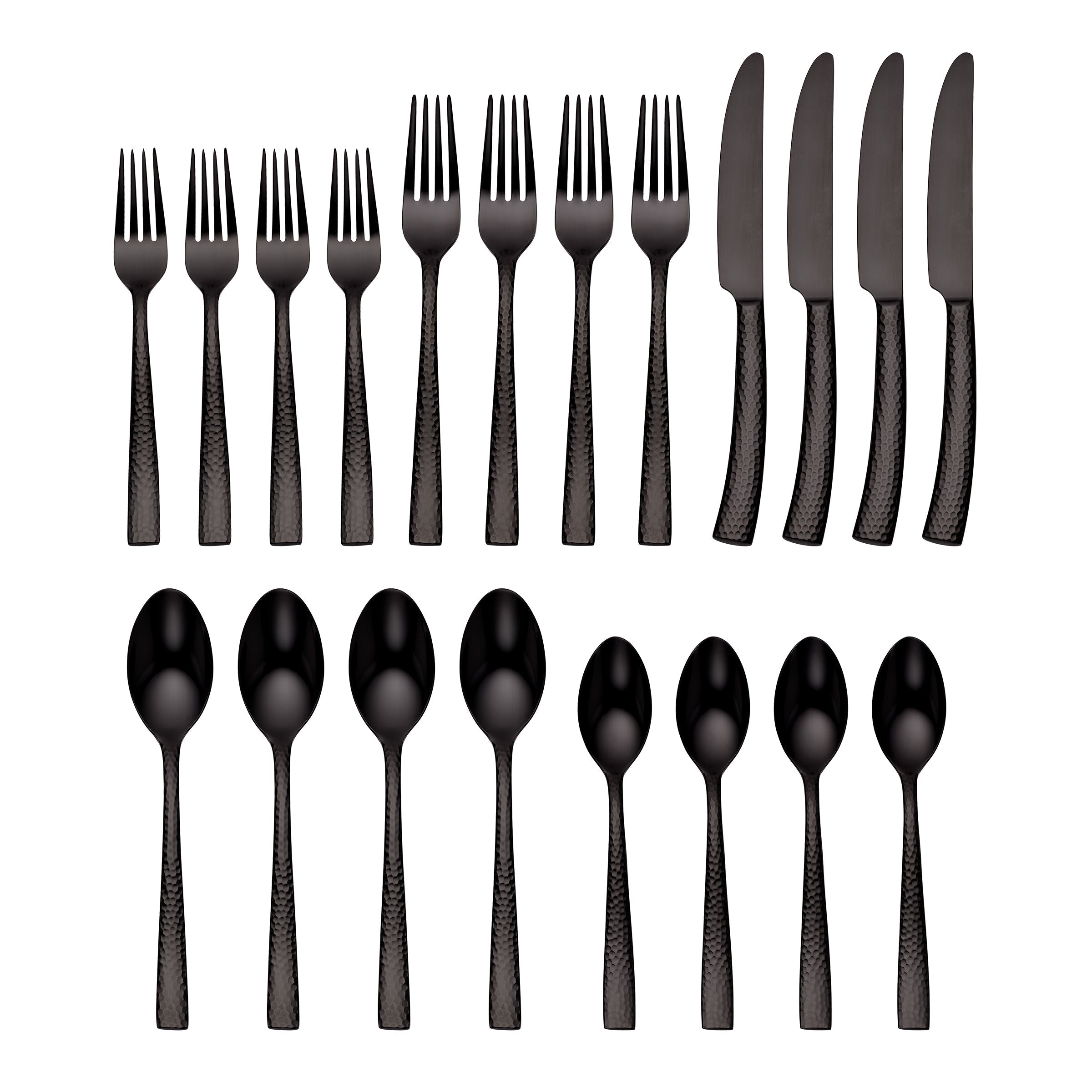 Paris Hammered Gunmetal Titanium 20 Piece Flatware Set