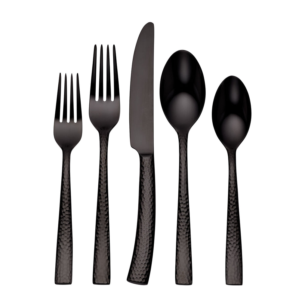 Paris Hammered Gunmetal Titanium 20 Piece Flatware Set