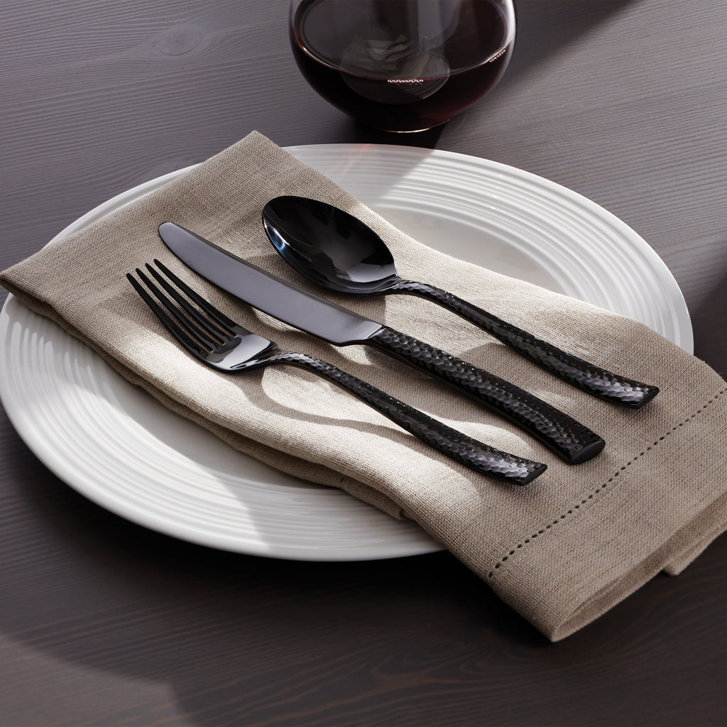 Paris Hammered Gunmetal Titanium 20 Piece Flatware Set