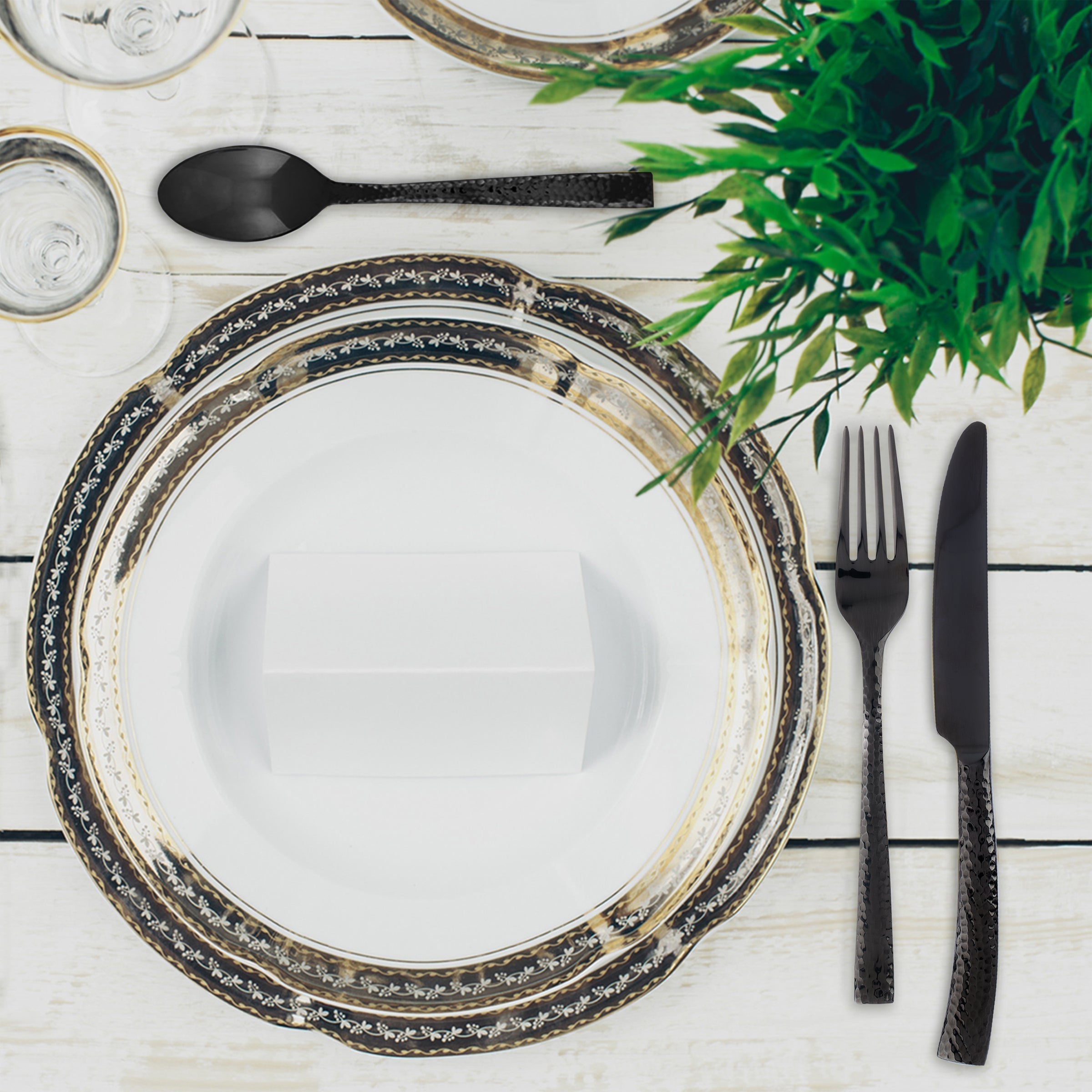 Paris Hammered Gunmetal Titanium 20 Piece Flatware Set