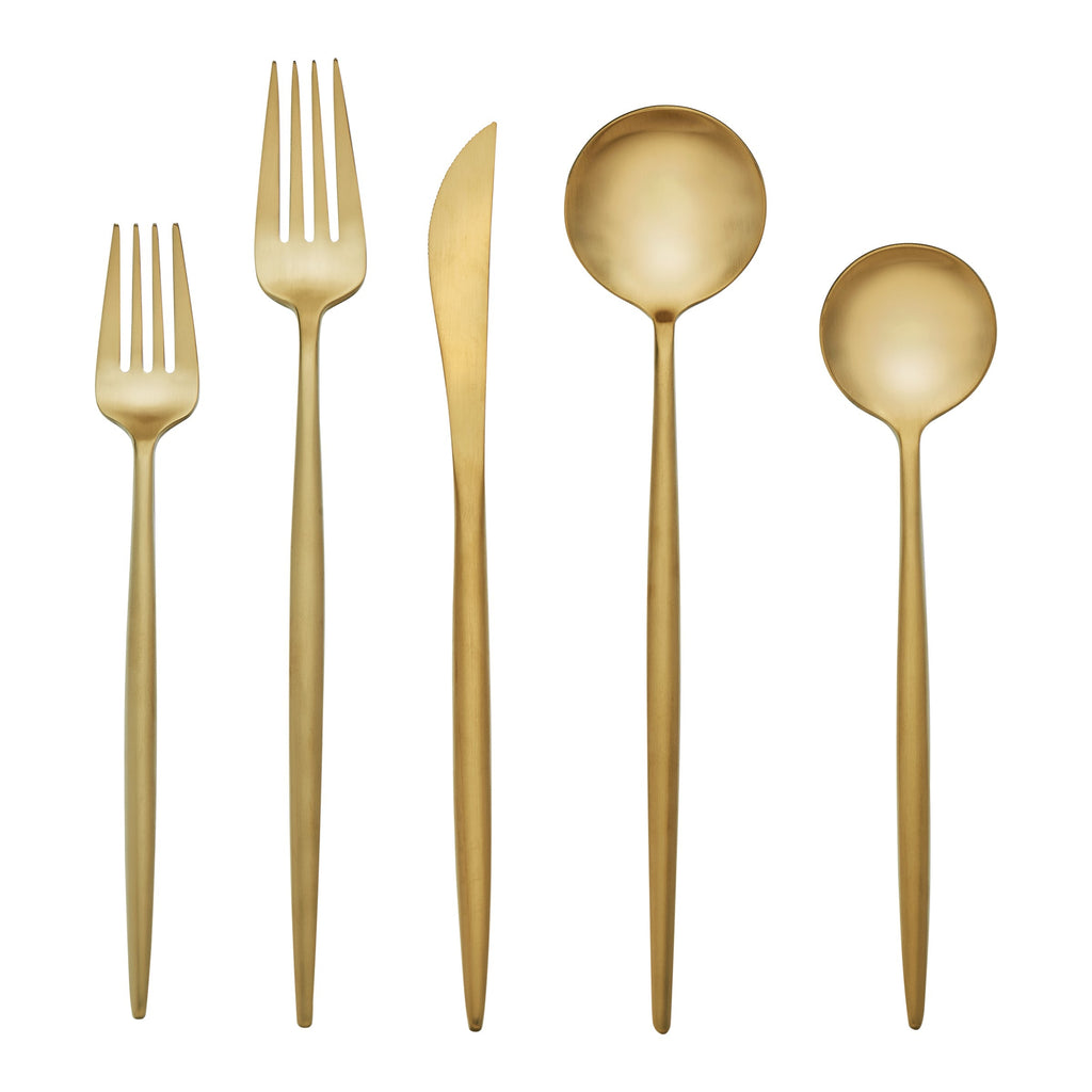 Zephyr Gold Satin 20 Piece Flatware Set